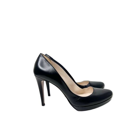 Prada Black Leather Platform Pumps, Size 38 - Picture 1 of 14